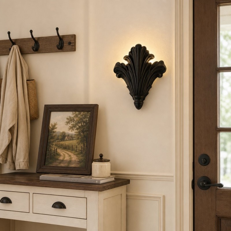 Brinley French Mid-century Resin Scallop Wall Sconce