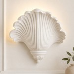 Brinley French Mid-century Resin Scallop Wall Sconce