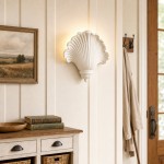 Brinley French Mid-century Resin Scallop Wall Sconce
