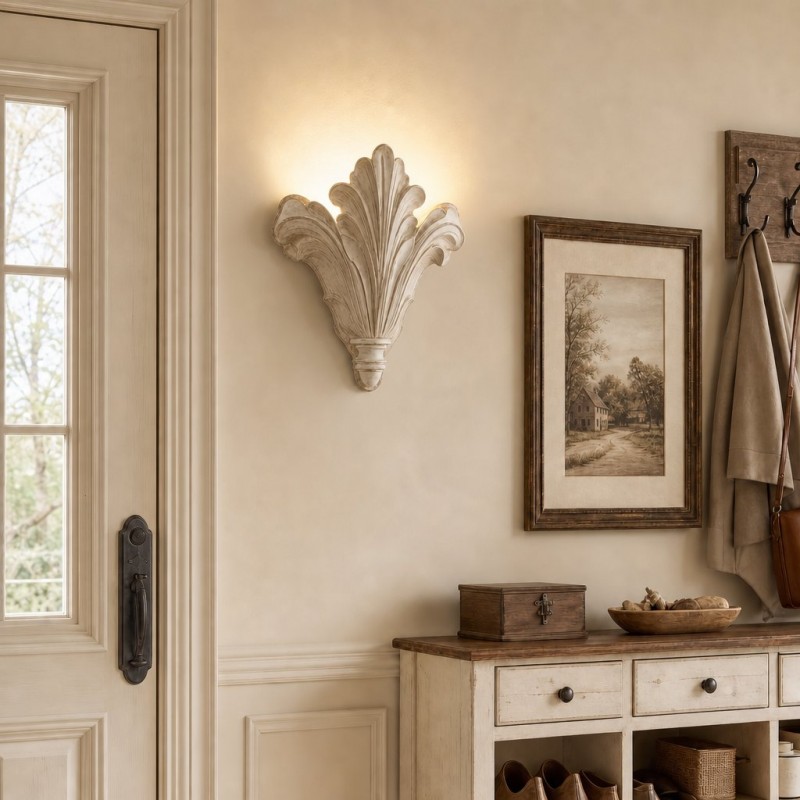 Brinley French Mid-century Resin Scallop Wall Sconce