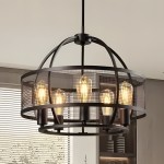 Iker Industrial Black 5-Light Metal Drum Chandelier