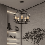 Iker Industrial Black 5-Light Metal Drum Chandelier