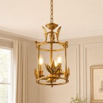 Bailee Vintage Leaf & Bird 3-Light Cage Pendant Light