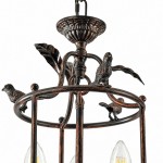 Bailee Vintage Leaf & Bird 3-Light Cage Pendant Light