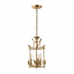 Bailee Vintage Leaf & Bird 3-Light Cage Pendant Light