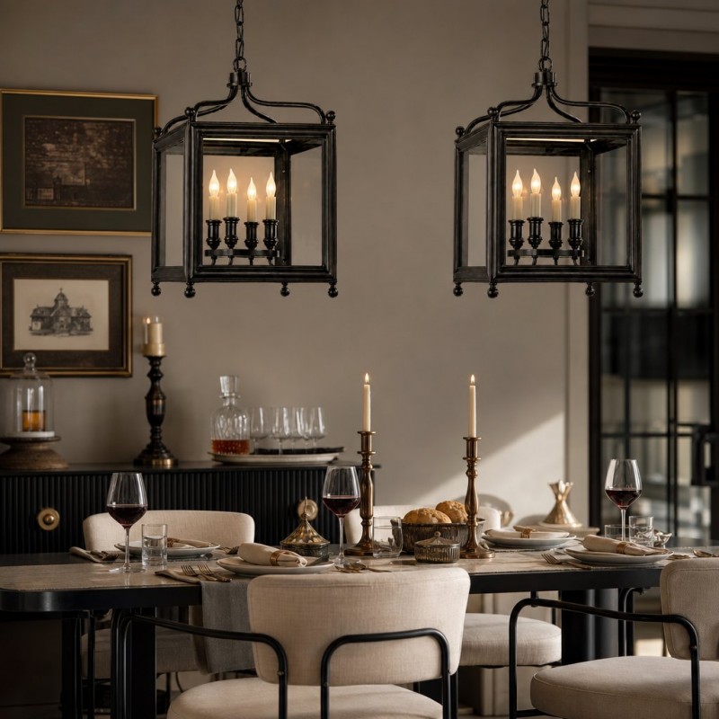 Leroy Vintage Metal 4-Light Lantern Pendant Light