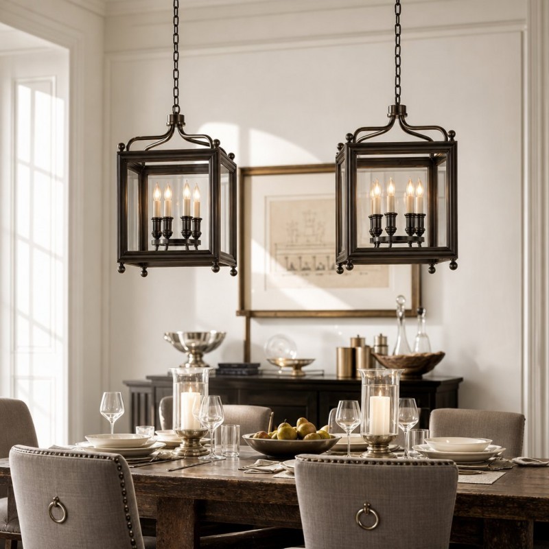 Leroy Vintage Metal 4-Light Lantern Pendant Light