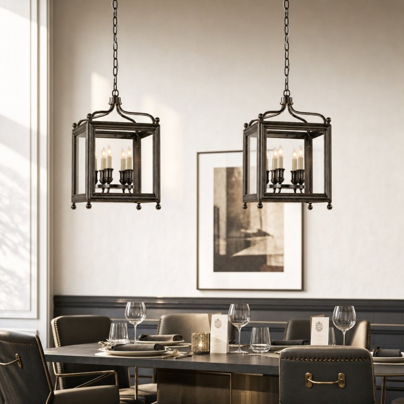 Leroy Vintage Metal 4-Light Lantern Pendant Light