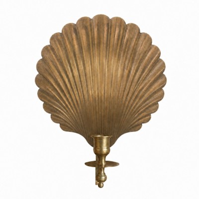 Irvin Antique Brass Shell Candlestick Wall Sconce