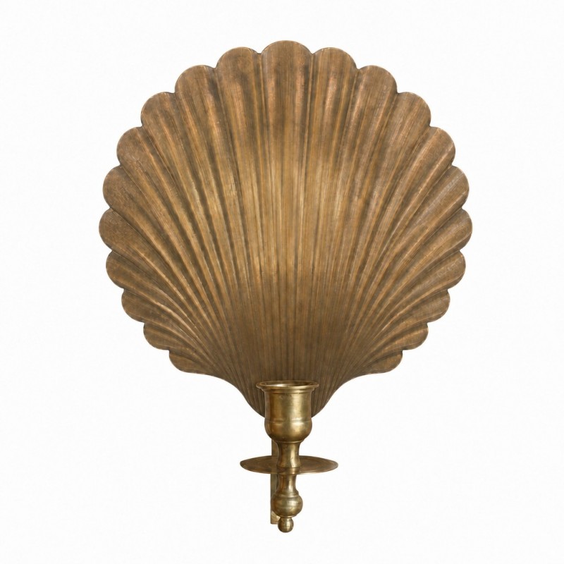 Irvin Antique Brass Shell Candlestick Wall Sconce