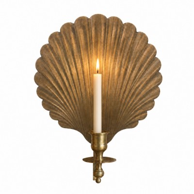 Irvin Antique Brass Shell Candlestick Wall Sconce