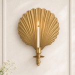 Irvin Antique Brass Shell Candlestick Wall Sconce