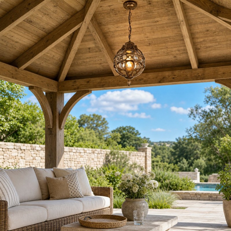 Magnus Farmhouse Outdoor Patio Porch Round Pendant Light