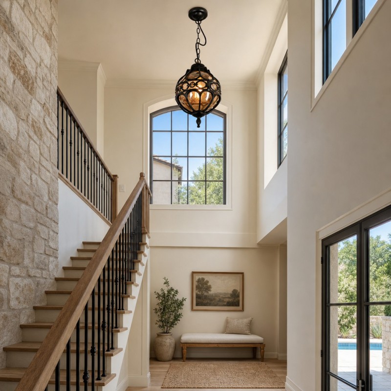 Magnus Farmhouse Outdoor Patio Porch Round Pendant Light