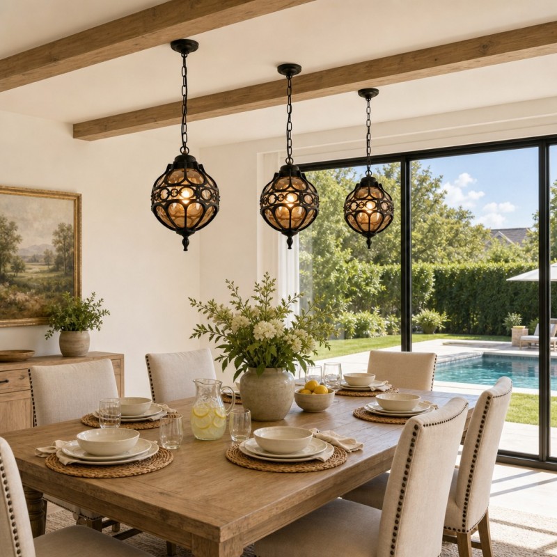 Magnus Farmhouse Outdoor Patio Porch Round Pendant Light