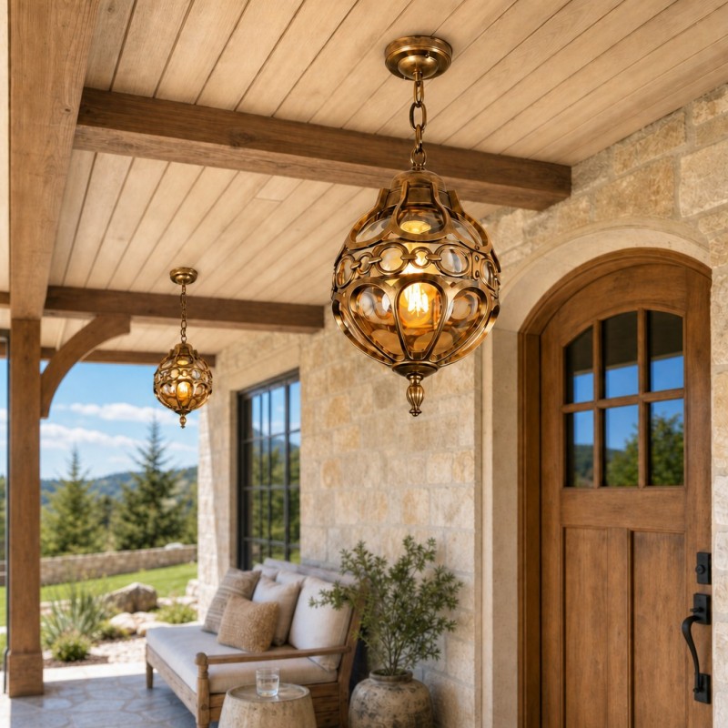 Magnus Farmhouse Outdoor Patio Porch Round Pendant Light