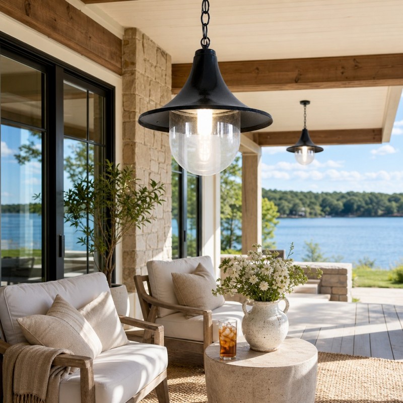 Marshall Farmhouse Outdoor Patio Porch Black Pendant Light