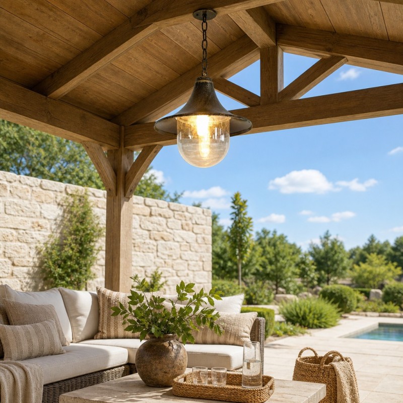 Marshall Farmhouse Outdoor Patio Porch Black Pendant Light