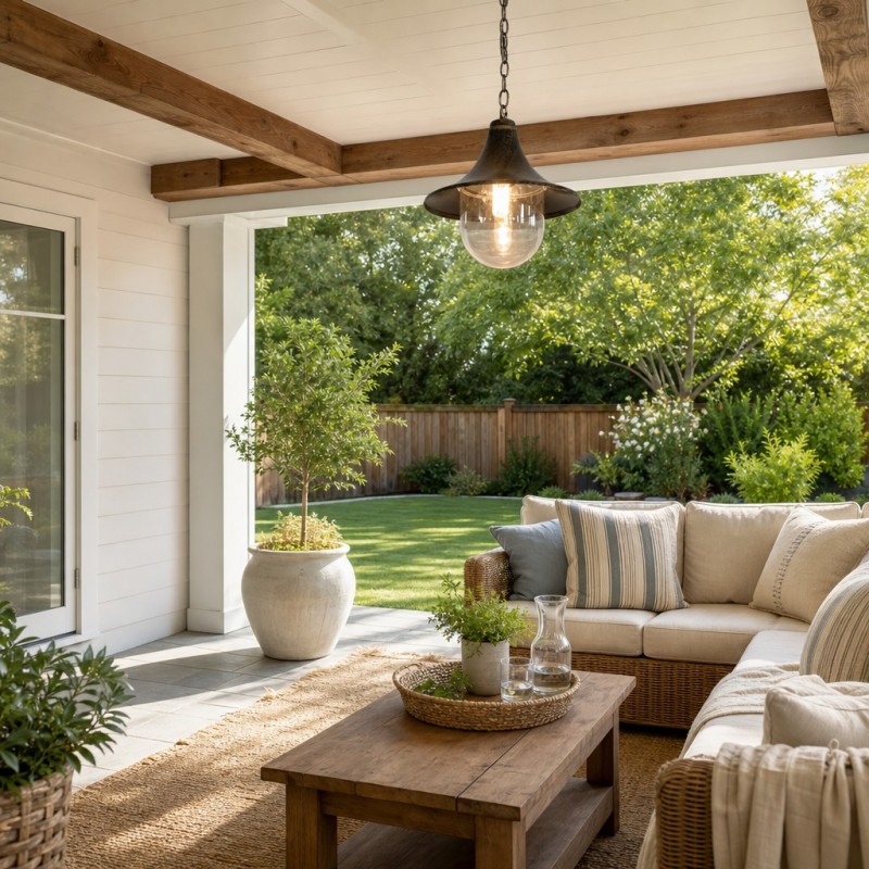 Marshall Farmhouse Outdoor Patio Porch Black Pendant Light