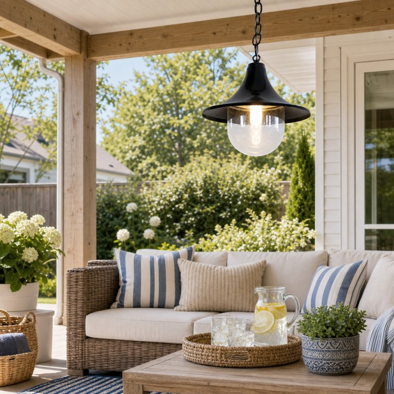 Marshall Farmhouse Outdoor Patio Porch Black Pendant Light