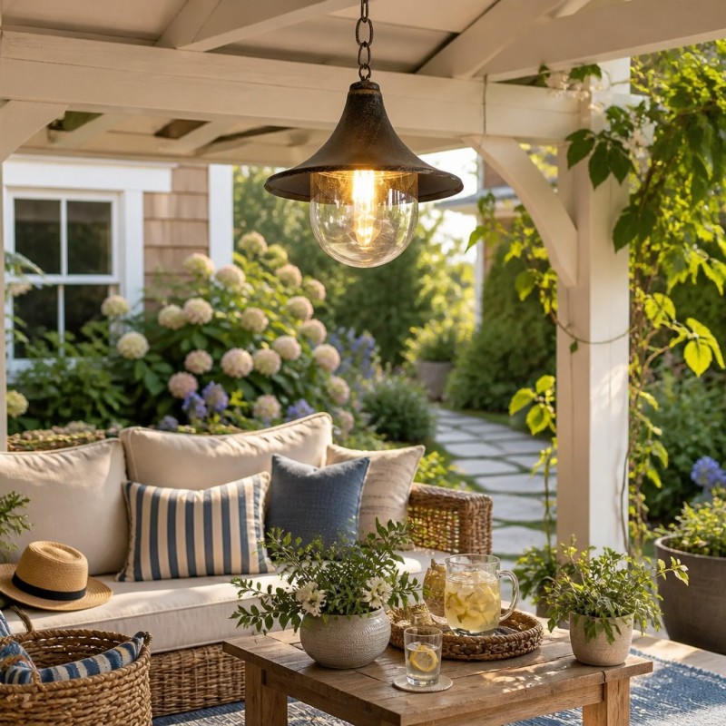 Marshall Farmhouse Outdoor Patio Porch Black Pendant Light