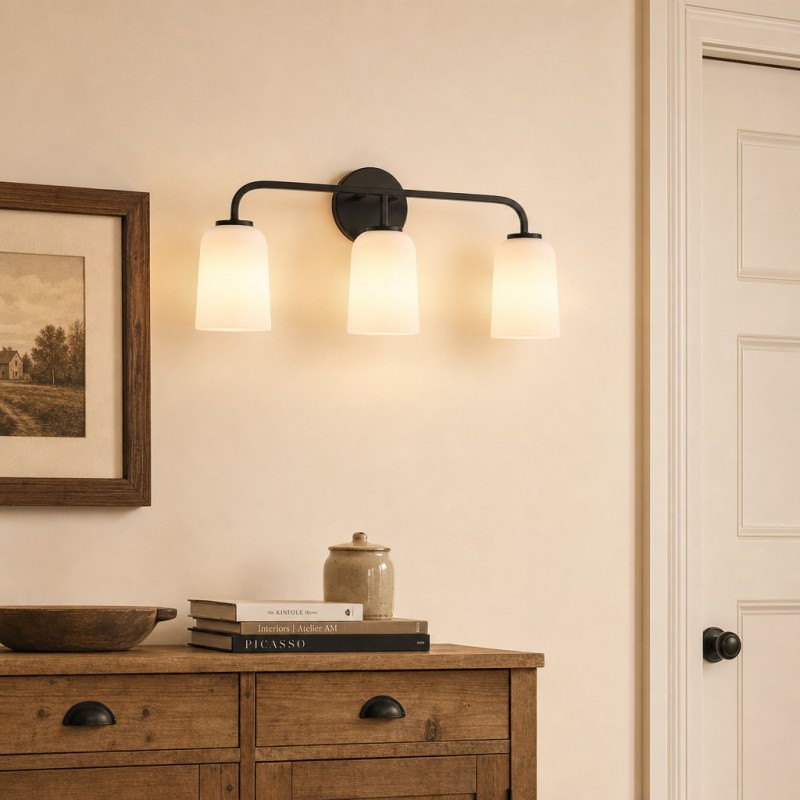Bransen Modern Milk Glass 2/3-Light Vanity Wall Sconce