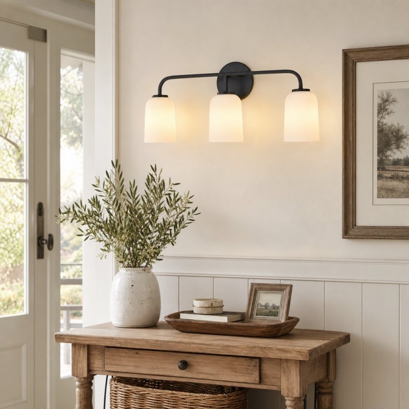 Bransen Modern Milk Glass 2/3-Light Vanity Wall Sconce