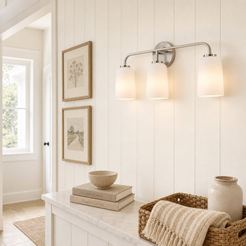 Bransen Modern Milk Glass 2/3-Light Vanity Wall Sconce