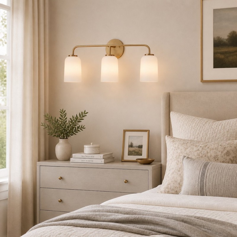 Bransen Modern Milk Glass 2/3-Light Vanity Wall Sconce