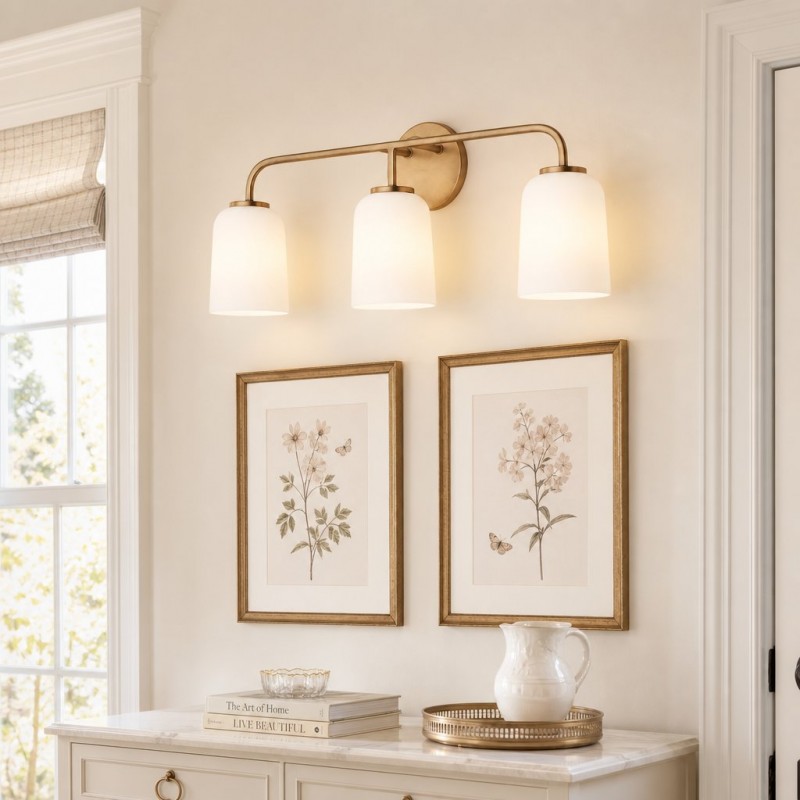 Bransen Modern Milk Glass 2/3-Light Vanity Wall Sconce