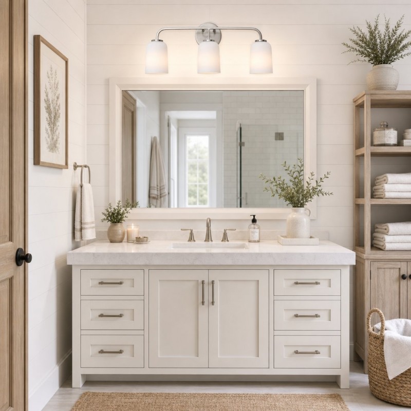 Bransen Modern Milk Glass 2/3-Light Vanity Wall Sconce