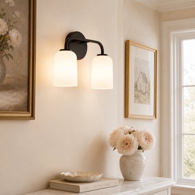 Bransen Modern Milk Glass 2/3-Light Vanity Wall Sconce
