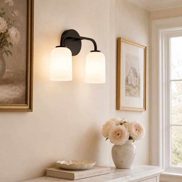 Bransen Modern Milk Glass 2/3-Light Vanity Wall Sconce