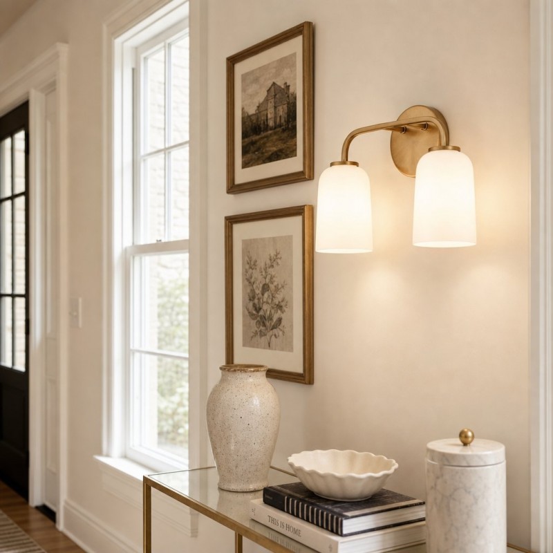 Bransen Modern Milk Glass 2/3-Light Vanity Wall Sconce