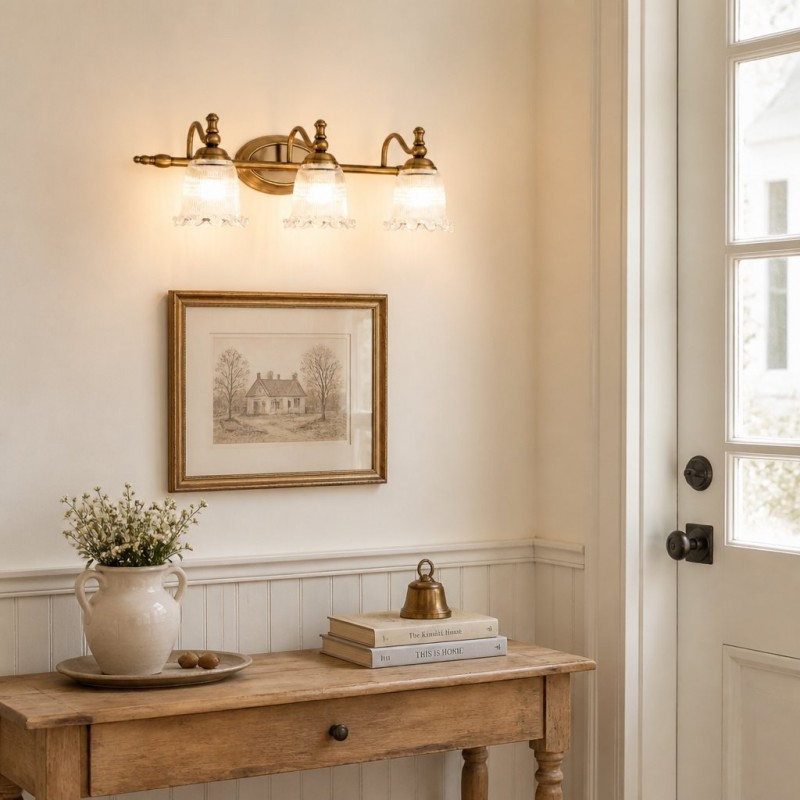 Cormac French Vintage Ribbed Glass Flower Wall Sconce