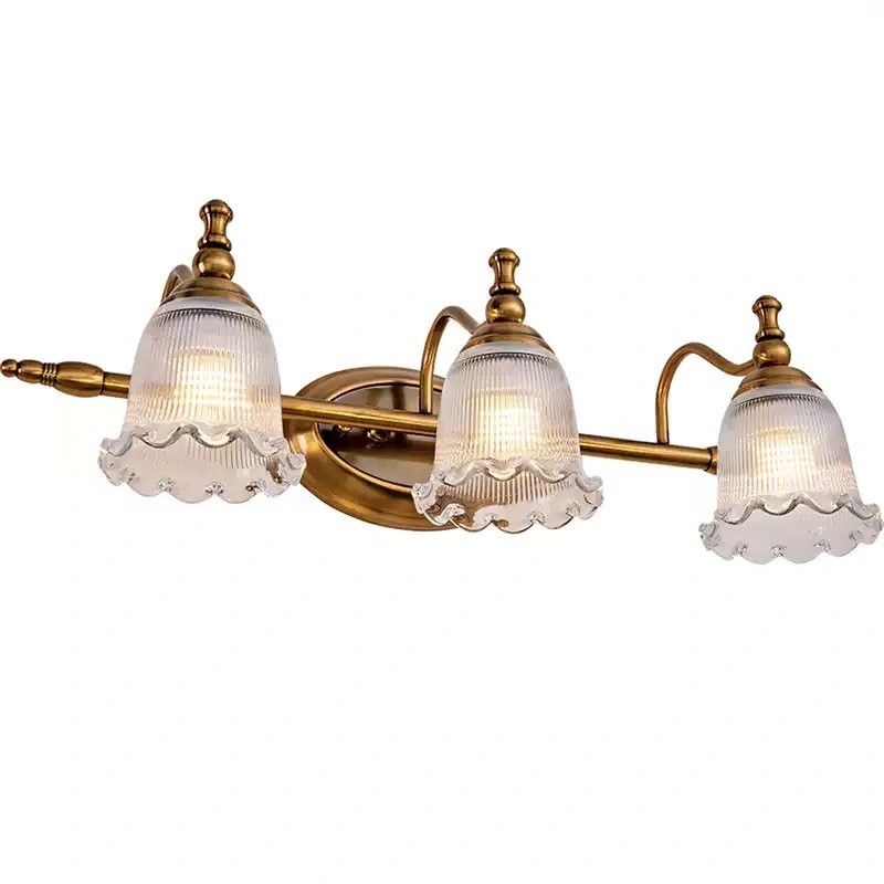 Cormac French Vintage Ribbed Glass Flower Wall Sconce