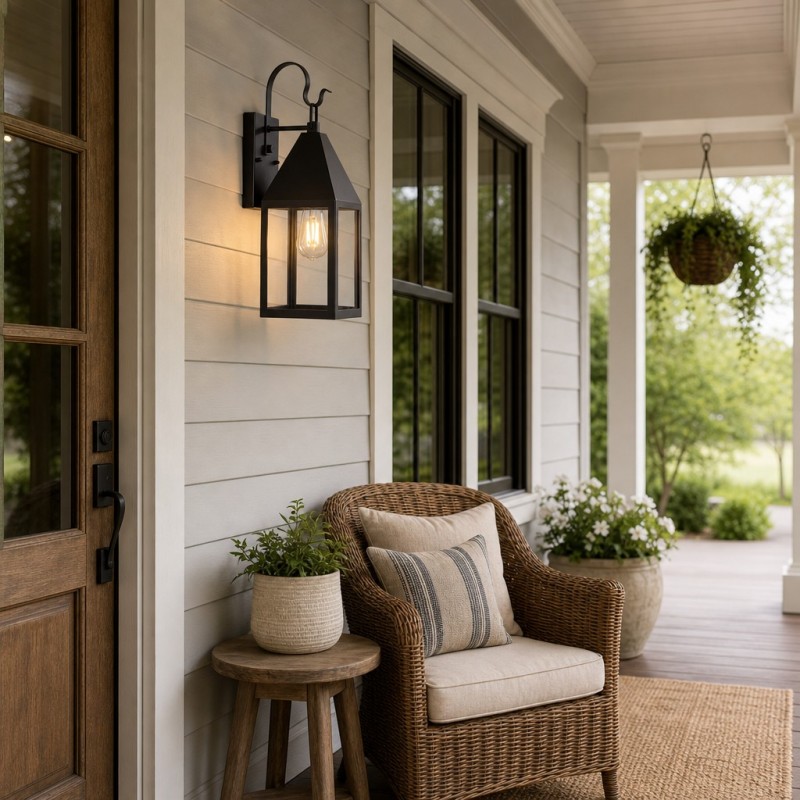 Randall Farmhouse Outdoor Black Patio Wall Light