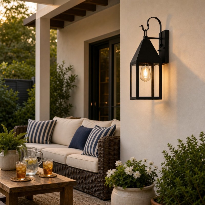 Randall Farmhouse Outdoor Black Patio Wall Light