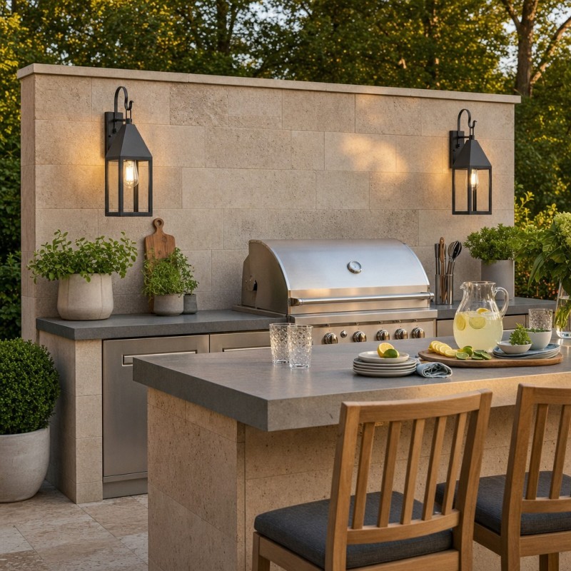 Randall Farmhouse Outdoor Black Patio Wall Light