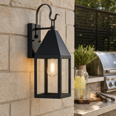 Randall Farmhouse Outdoor Black Patio Wall Light