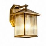 Reid Farmhouse Outdoor Brass Lantern Patio Wall Light