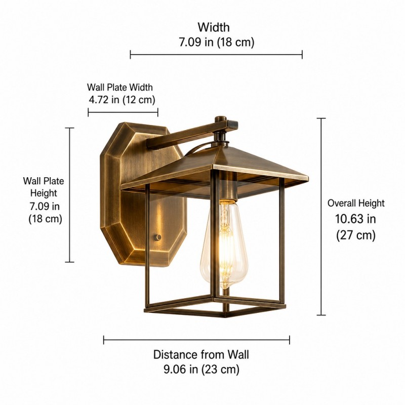 Reid Farmhouse Outdoor Brass Lantern Patio Wall Light