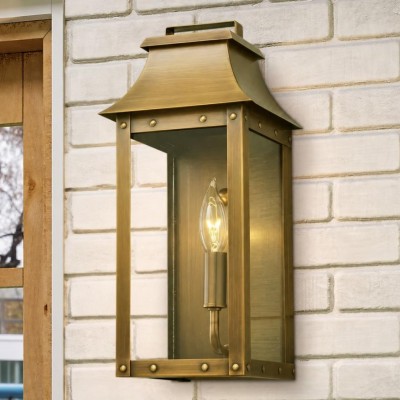 Montague Vintage Brass Outdoor Waterproof Wall Mounted Lantern Sconce