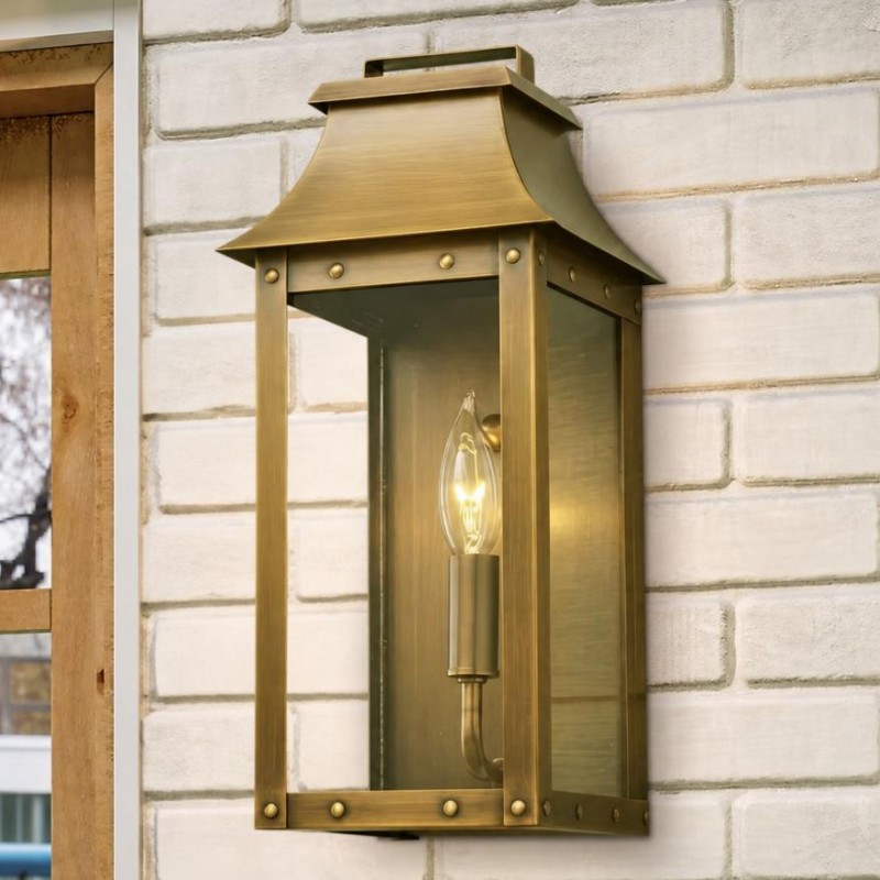 Montague Vintage Brass Outdoor Waterproof Wall Mounted Lantern Sconce