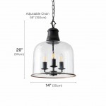 Sander Farmhouse Vintage Bell Clear Glass Pendant Light