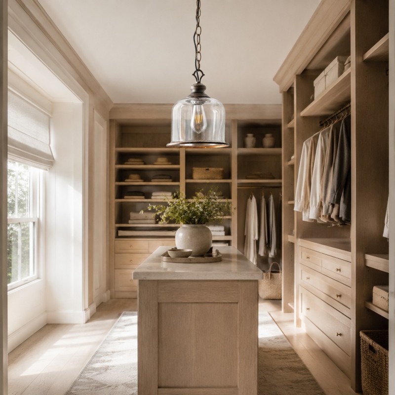 Sander Farmhouse Glass Round Pendant Light