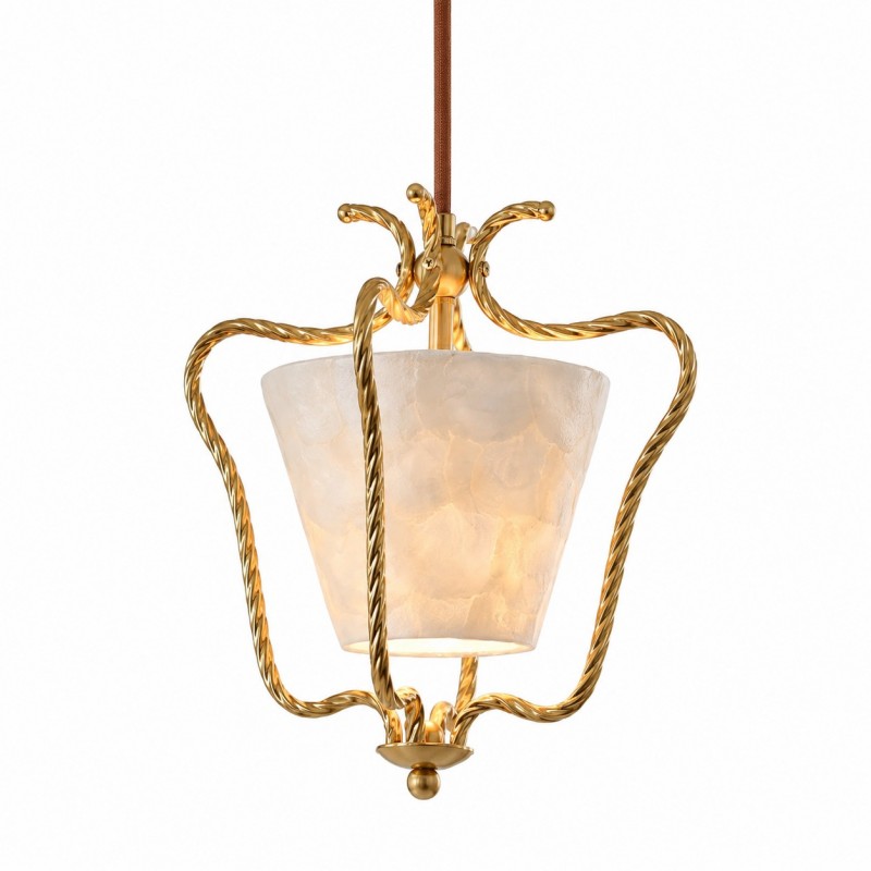 Spencer Vintage Shell Brass Pendant Light