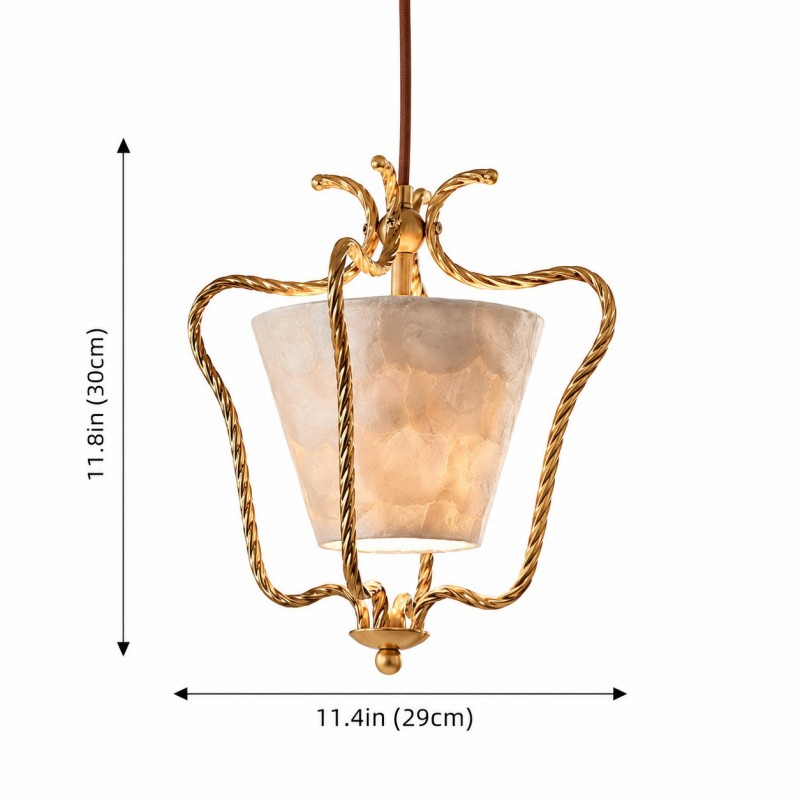 Spencer Vintage Shell Brass Pendant Light