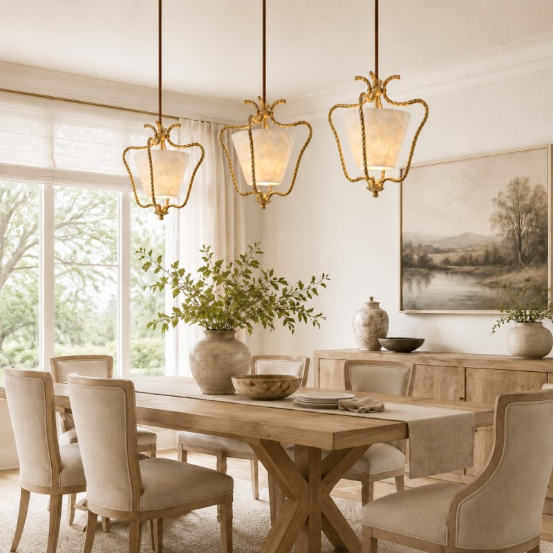 Spencer Vintage Shell Brass Pendant Light