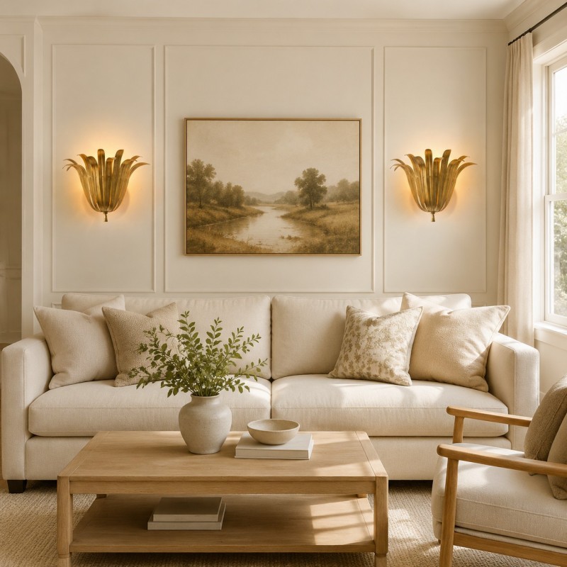 Sterling Metal Leaf Wall Light